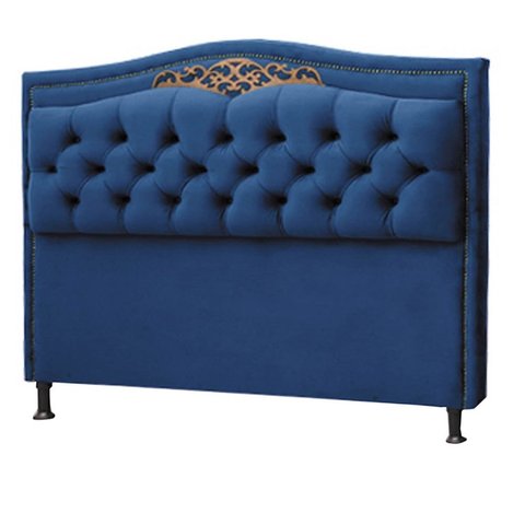 Cabeceira Imperio 140 cm Suede Azul Marinho
