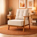 Ver imagem 1 de Poltrona para Decoração Linho Bege - Moderna e Elegante