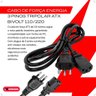 Cabo de Força Energia Cpu Pc Fonte Computador Monitor Impressora 3 Pinos Tripolar Bivolt 110/220 - 2