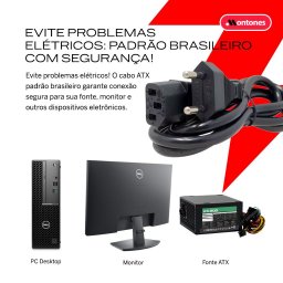 Cabo de Força Energia Cpu Pc Fonte Computador Monitor Impressora 3 Pinos Tripolar Bivolt 110/220 - 5
