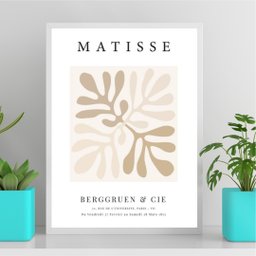 Quadro Matisse Coral - Paleta Bege 33x24cm - com Vidro:moldura Branca - 2