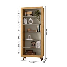Estante Organizadora Multiuso Livreiro Retro - Freijo Toq/ Off White Fosco - 2
