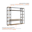 Ver imagem 4 de Estante para TV Modular Industrial em Ferro com MDF 213x185cm Paris Freijó/Preto