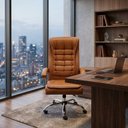 Ver imagem 1 de Cadeira Office Oslo com Rodízios Caramelo Revestida em PU Regulagem de Altura