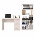 Ver imagem 2 de Kit Home Office Completo Escrivaninha 4 Gavetas e Estante Branco Menu Móveis