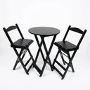 Ver imagem 2 de Conjunto Mesa Bistrô Dobrável com 2 Banquetas de Madeira Maciça Preto