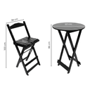 Ver imagem 3 de Conjunto Mesa Bistrô Dobrável com 2 Banquetas de Madeira Maciça Preto
