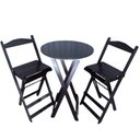 Ver imagem 2 de Conjunto Mesa Bistrô Dobrável com 2 Banquetas de Madeira Maciça