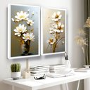 Ver imagem 1 de Quadro Decorativo Flores Vaso Pintura Tendência Moldura