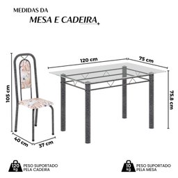Conjunto de Mesa Tubular com 4 Cadeiras Lara - 3
