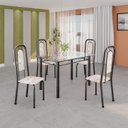 Ver imagem 1 de Conjunto de Mesa Tubular com 4 Cadeiras Lara Prata/Bege