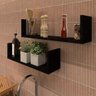 Par de Prateleiras Aba U Minimalista Cozinha Preto em Mdf - 3