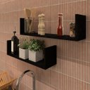 Ver imagem 3 de Par de Prateleiras Aba U Minimalista Cozinha Preto em Mdf