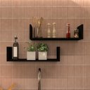 Ver imagem 1 de Par de Prateleiras Aba U Minimalista Cozinha Preto em Mdf