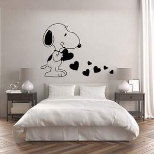 Adesivo de Parede Snoopy e Corações:60 X 44 Cm