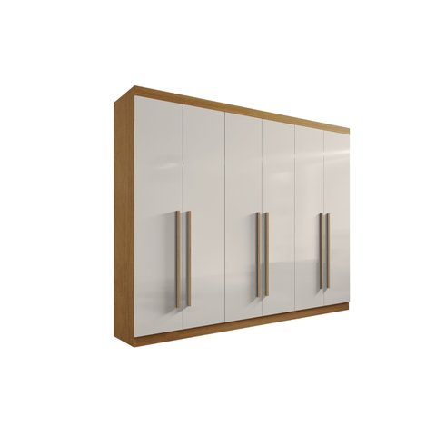 Guarda Roupa Casal 6 Portas 6 Gavetas Da Vinci Plus D'Doro Cinamomo com Off White