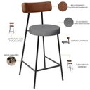 Ver imagem 5 de Kit 06 Banquetas Baixa Cozinha Sala Jantar Milão L02 Couríssimo Marrom Linho Cinza Escuro