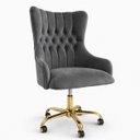 Ver imagem 2 de Cadeira Poltrona Home Office Helena Capitonê Base com Rodinhas Dourada