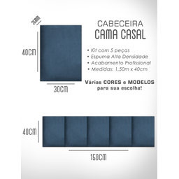 Kit 5 Módulos de Cabeceira Cama Box Casal Estofada Modulada 1,50mx40cm - 9