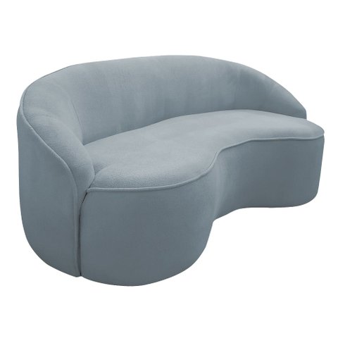 Sofá Curvo Montserrat 210cm 03 Lugares Bouclê Azul Claro - Casaepoltrona