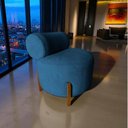 Ver imagem 7 de Poltrona Decorativa Mônaco Bouclé Azul Marinho