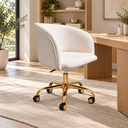 Ver imagem 1 de Cadeira Poltrona Lua Home Office Base Dourada com Rodinhas