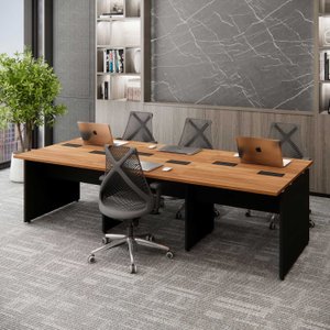 Plataforma de Trabalho 6 Lugares 2,70m Pé Painel Nogal P F5 Cor:nogal com Preto