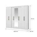 Ver imagem 2 de Guarda Roupa Solteiro 8 Portas 4 Gavetas Espelho Branco