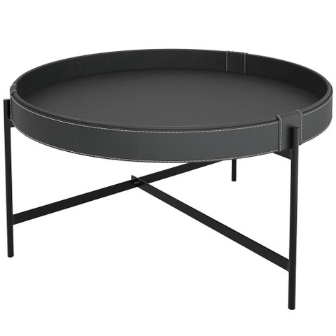Mesa de Centro Decorativo Sala de Estar Industrial Sintético Preto P06 Aura - Lyam Lyam Decor