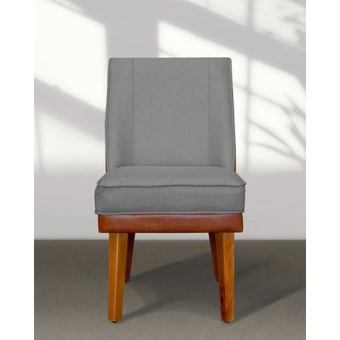 Kit 6 Cadeiras Virgínia Linho Cinza Claro Courissimo Nozes Linho Nozes Cinza Claro