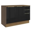 Ver imagem 1 de Balcão de Cozinha 120 cm 2 Portas 3 Gavetas Rustic/Preto Lux Madesa