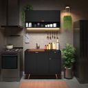 Ver imagem 1 de Cozinha Compacta 2 Peças Armário e Balcão + Cuba Modelo Minerva Preto com Cobre