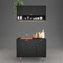 Ver imagem 4 de Cozinha Compacta 2 Peças Armário e Balcão + Cuba Modelo Minerva Preto com Cobre