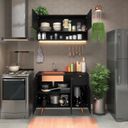 Ver imagem 2 de Cozinha Compacta 2 Peças Armário e Balcão + Cuba Modelo Minerva Preto com Cobre