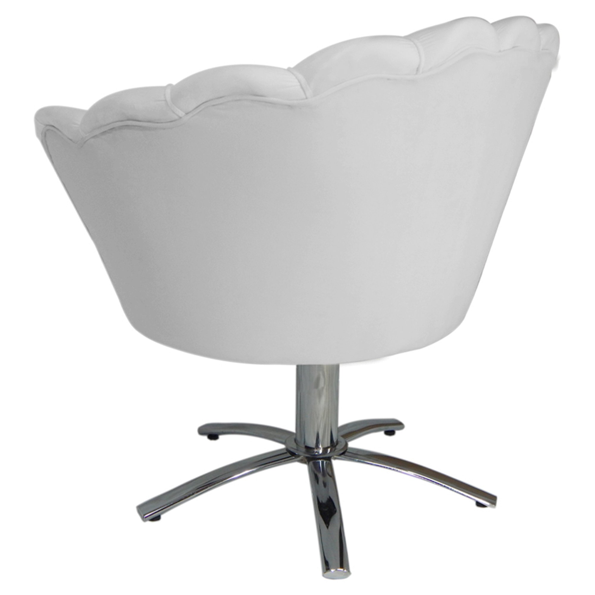 Poltrona Cadeira com Base Giratoria Cromado Pétala Suede Branco - 3