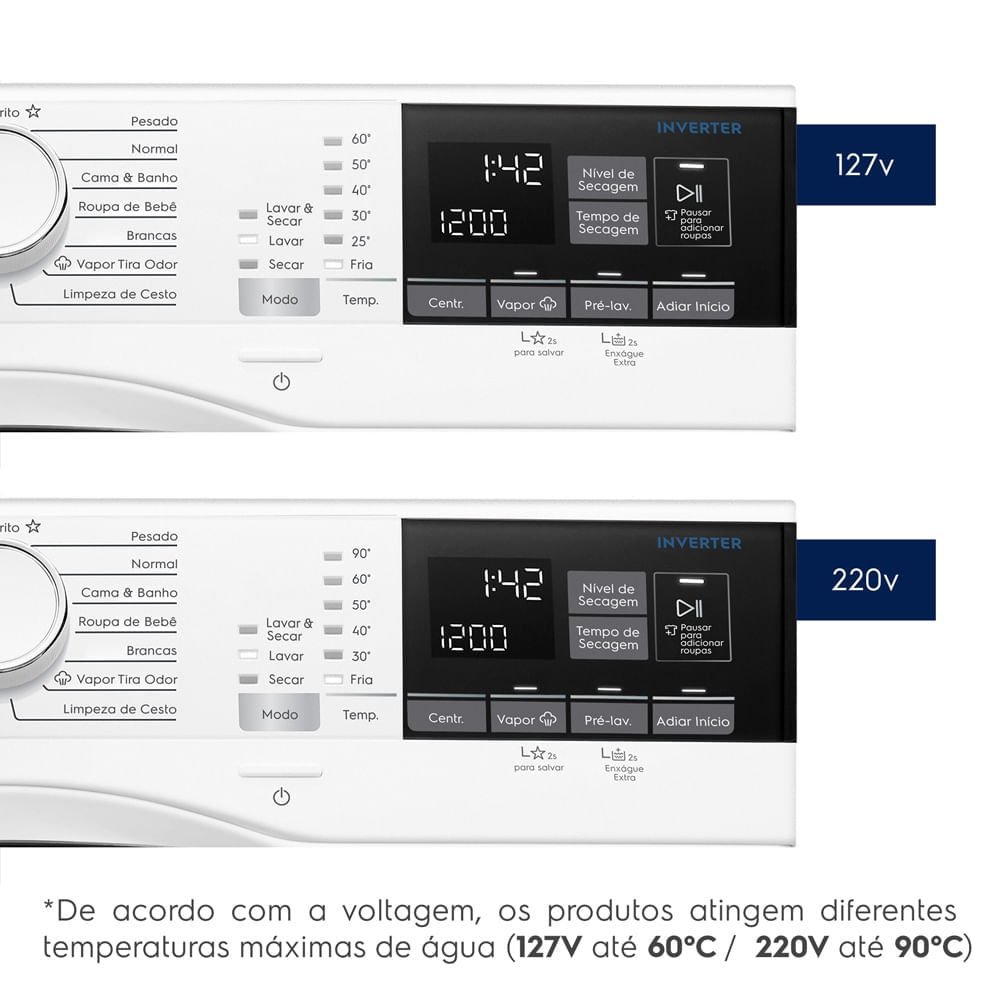 Lava e Seca Electrolux 11 Kg Perfect Care Inverter com Água Quente e Vapor Branca Lsp11 – 220 Volts - 4