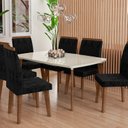 Ver imagem 2 de Cadeira para Sala de Jantar Pés em Madeira Maciça com Assento e Encosto Estofados e Revestido Jade