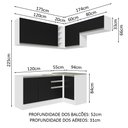 Ver imagem 4 de Armário de Cozinha Completa de Canto 349cm Branco/Preto Glamy Madesa 07