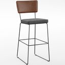 Ver imagem 3 de Kit 3 Banqueta Alta Cozinha Sala Jantar Allana L02 Couríssimo Marrom Linho Cinza Escuro - Lyam