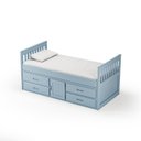 Ver imagem 5 de Cama Solteiro com 04 Gavetas e 01 Porta Funcional de Madeira Maciça - Azul