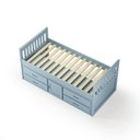 Ver imagem 4 de Cama Solteiro com 04 Gavetas e 01 Porta Funcional de Madeira Maciça - Azul