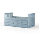 Ver imagem 2 de Cama Solteiro com 04 Gavetas e 01 Porta Funcional de Madeira Maciça - Azul