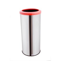 Lixeira Inox Com Aro Plástico 50 Litros Lixo Reciclável Cozinha - Laranja - 1