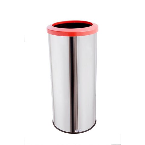 Lixeira Inox Com Aro Plástico 50 Litros Lixo Reciclável Cozinha - Laranja