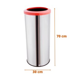 Lixeira Inox Com Aro Plástico 50 Litros Lixo Reciclável Cozinha - Laranja - 2