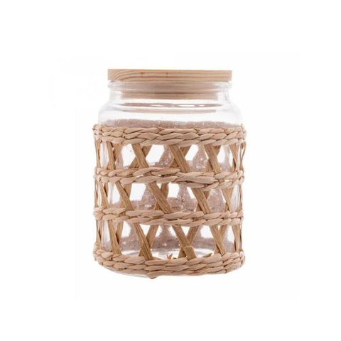 Porta Mantimentos Redondo em Vidro com Sisal Wolff 750ml