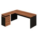Ver imagem 2 de Mesa Escritório em "L" c/ Gaveteiro 1,70x1,60m - WORK START - NOGAL SEVILHA/PRETO - 21423