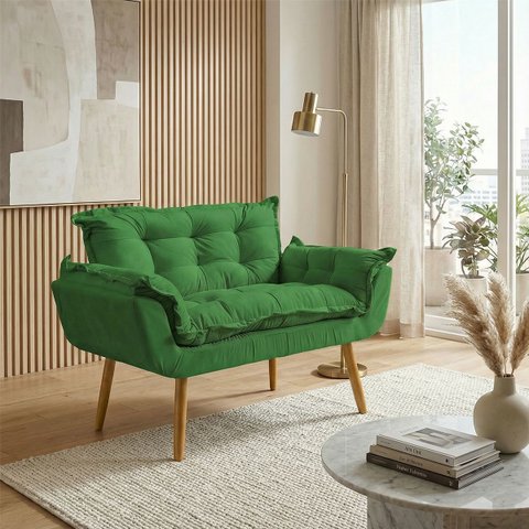 Namoradeira Decorativa Confortável para Sala Recepção Consultório Manicure Alice Suede
