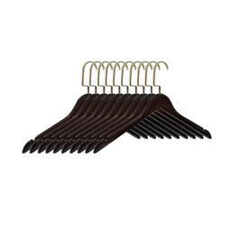 Kit 100 Cabides Madeira Mesclado com Gancho Luxo Dourado sem Barra | Organização e Elegância - 1