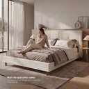 Ver mais imagens de Cama Estofada Casal com Estrutura Reforçada e Design Moderno Aura